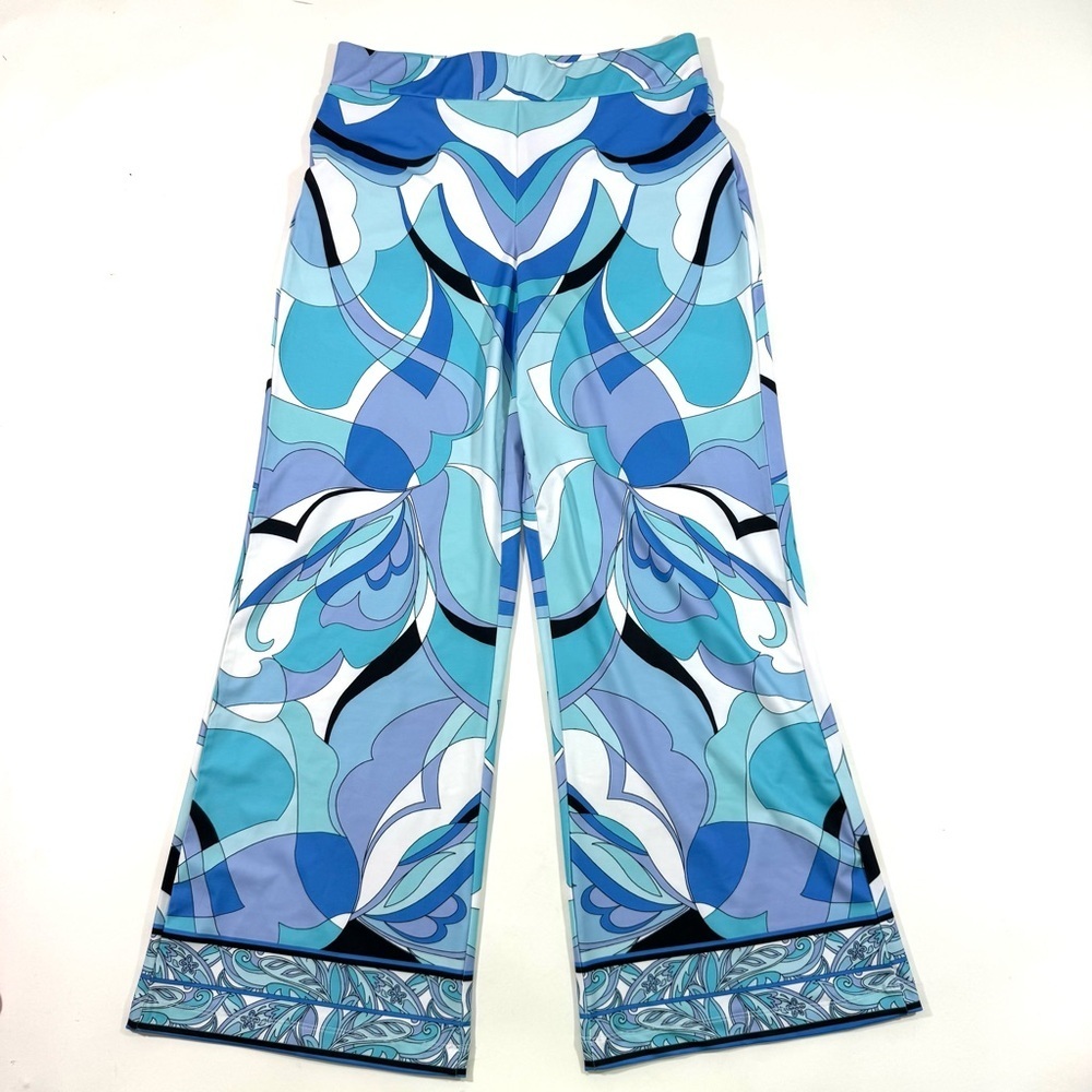 Boston Proper Ocean Abstract Border Print Palazzo Pant - Picture 2 of 9
